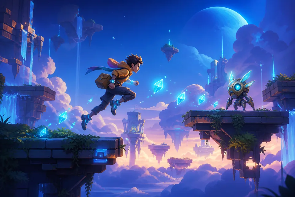 Arte ilustrativa do gênero Plataforma 2D