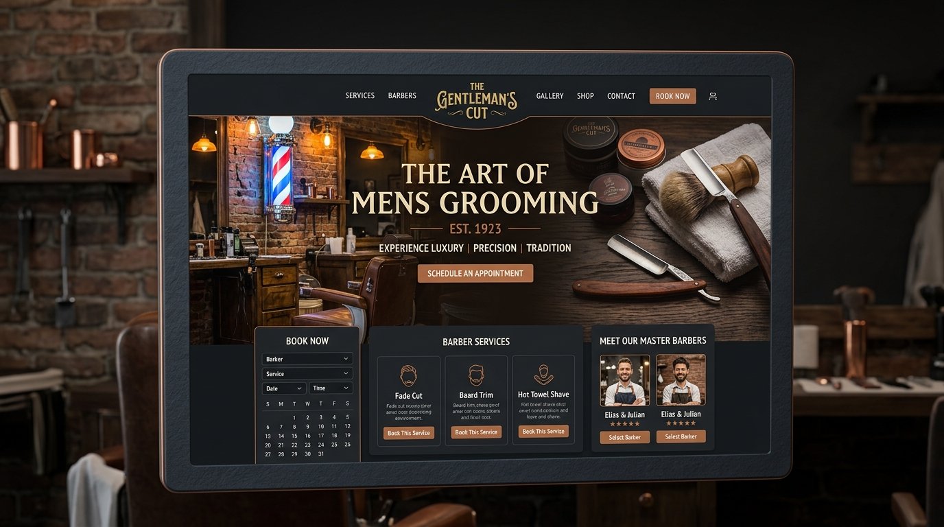 Criador de Site para Barbearia Retrô, Barbershop & Grooming