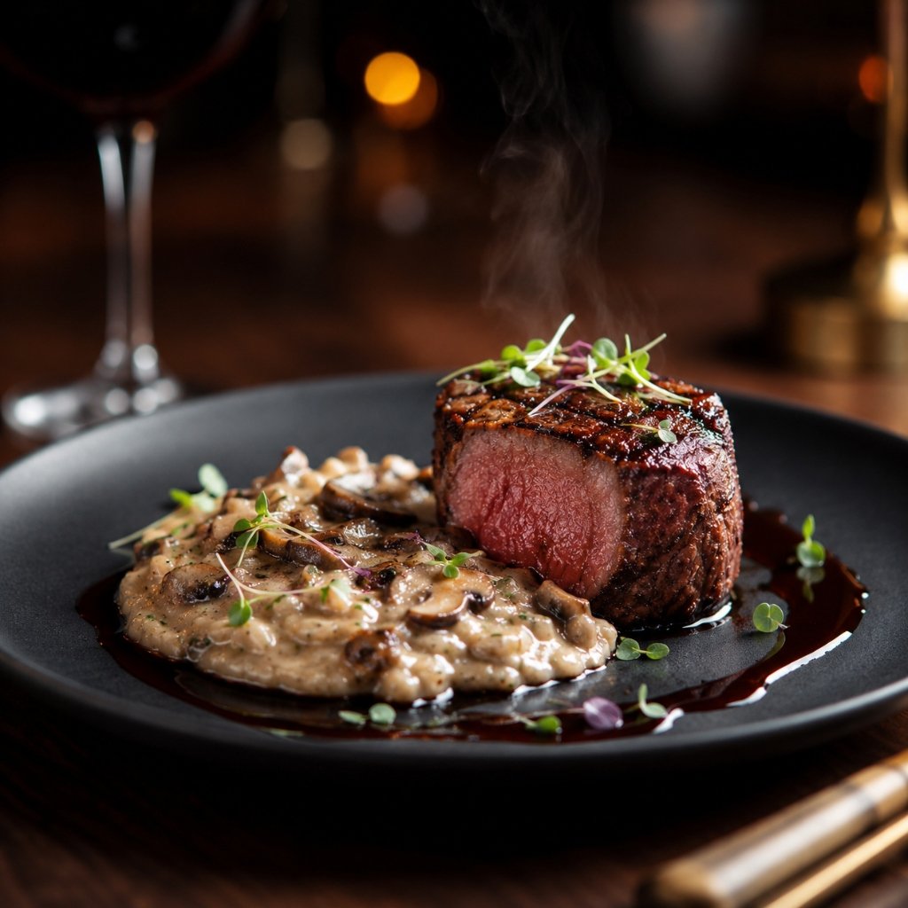 Fotografia de Risoto com Filé Mignon - Restaurante Gourmet